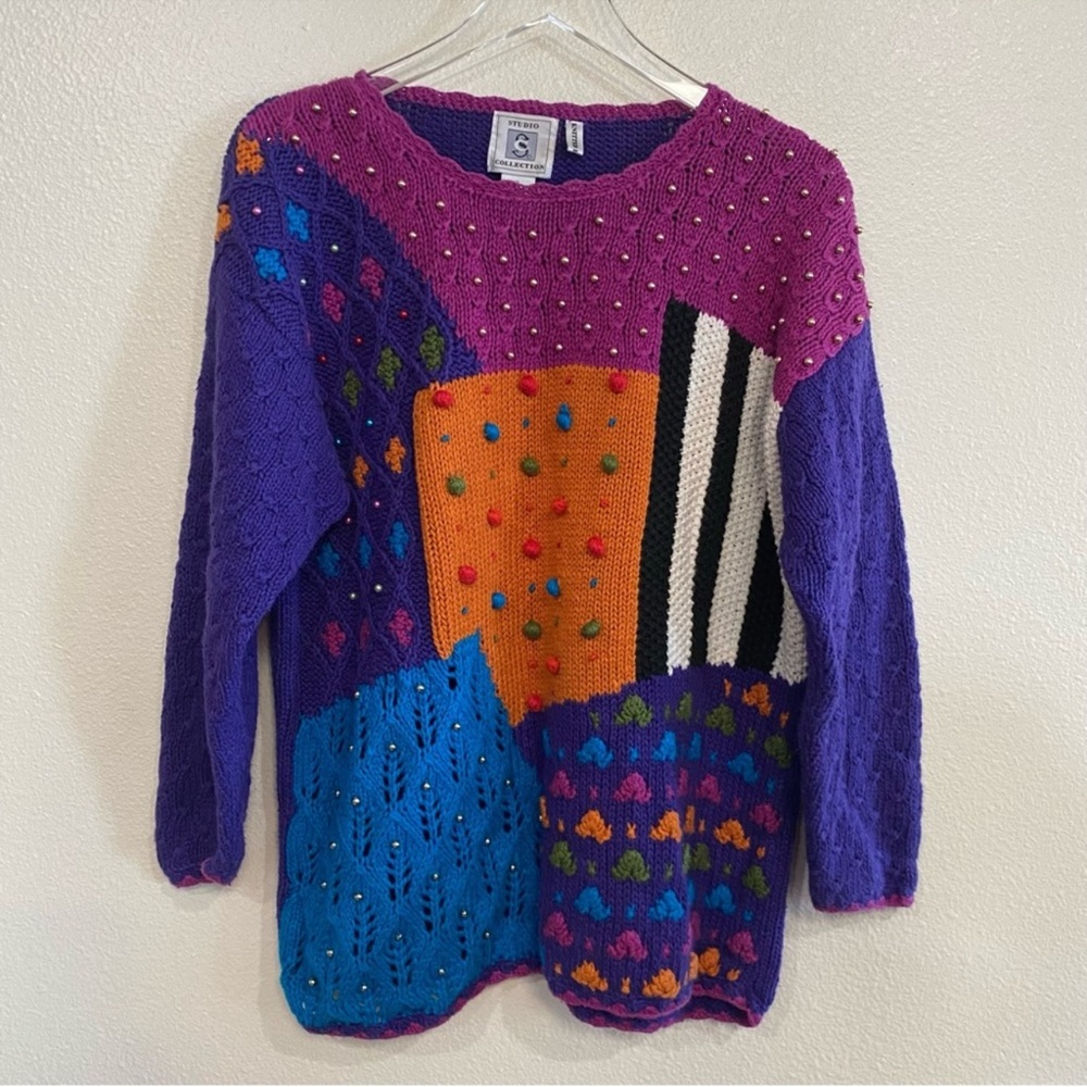 Studio Collection Vtg 90s Y2K Multicolor Sweater size L